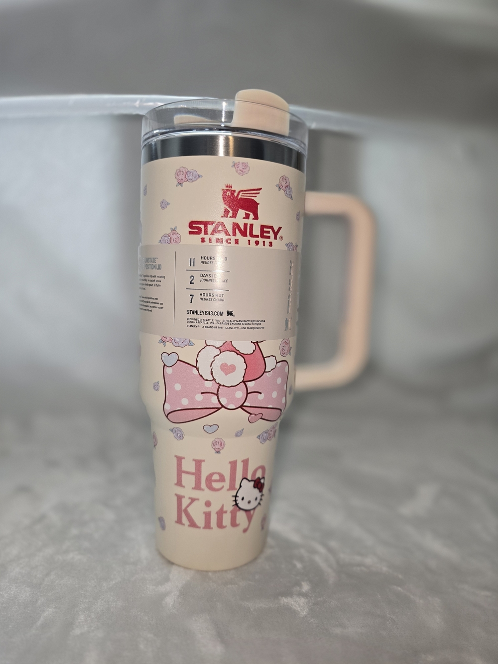 Stanley Hello Kitty Pink Cream Travel Tumbler with Handle